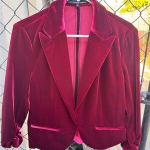 Amanda & Chelsea Women's Velvet Blazer - Deep Red